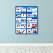 20 Foto-rastercollage Donkerblauw Canvas Afdruk (Insitu (Houten vloer))
