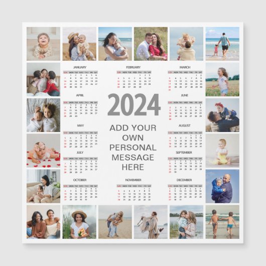 20 Fotocollage 2024 Jaar in een oogopslag Kalender (Voorkant)