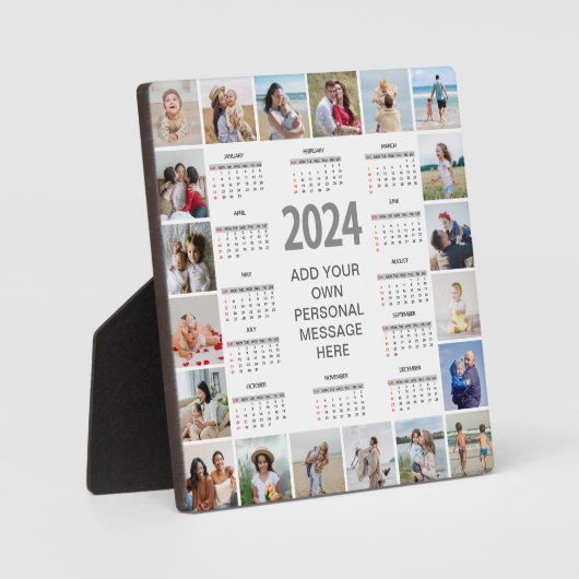 20 Fotocollage 2024 Jaar in een oogopslag Kalender Fotoplaat (Voorkant)