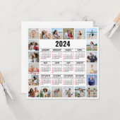 20 Fotocollage 2024 Jaar in een oogopslag Kalender Kaart (Voorkant / Achterkant in situ)
