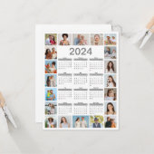 20 Fotocollage 2024 Jaar in een oogopslag Kalender Kaart (Voorkant / Achterkant in situ)