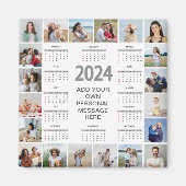 20 Fotocollage 2024 Jaar in een oogopslag Kalender Magneet (Voorkant)