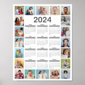 20 Fotocollage 2024 Jaar in een oogopslag Kalender Poster (Voorkant)