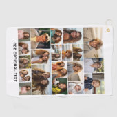 20 Fotocollage - Aangepaste tekst - Zwart en wit Golfhanddoek (Horizontaal)