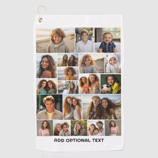 20 Fotocollage - Aangepaste tekst - Zwart en wit Golfhanddoek (Voorkant)