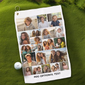 20 Fotocollage - Aangepaste tekst - Zwart en wit Golfhanddoek