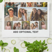 20 Fotocollage - Aangepaste tekst - Zwart en wit Theedoek (Gevouwen)