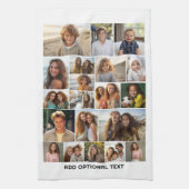 20 Fotocollage - Aangepaste tekst - Zwart en wit Theedoek (Verticaal)