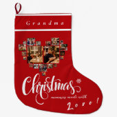 20 Fotocollage Hart, Oma, Opa, Moeder, Vader Grote Kerstsok (Voorkant)