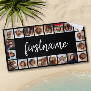 20 Fotocollage Kies uw kleur en voeg jouw naam toe Strandlaken