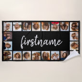 20 Fotocollage Kies uw kleur en voeg jouw naam toe Strandlaken (Voorkant)