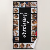 20 Fotocollage Kies uw kleur en voeg jouw naam toe Strandlaken (Voorkant)