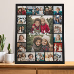 20 Fotocollage Optionele tekst - zwarte achtergron Imitatie Canvas Print<br><div class="desc">Gebruik maximaal 18 vierkante en 2 landschaps-/horizontale foto's om een uniek en persoonlijk cadeau te creëer. Voor beste resultaten, bewaar uw foto's in vierkanten alvorens te uploaden. Deze trendy lay-out met een plaats voor extra tekst of een monogram omvat schone lijnen en een modern net. Als u de afbeeldingen moet...</div>