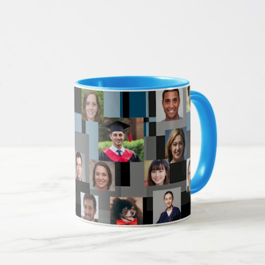 20 Foto's Blauw Modern Love You Papa Grootvader Mok (Voorkant rechts)