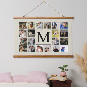 20 foto's collage Black en Biege Family Hangend Wandkleed
