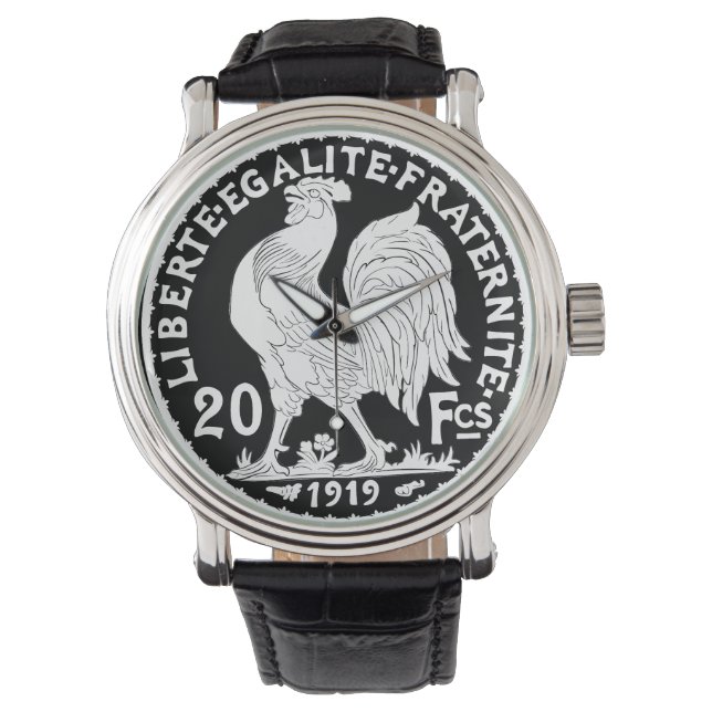 20 Franc gouden munt Rooster Handgemaakt Horloge (Voorkant)