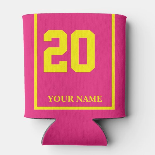 20 Fuchsia Roze Geel Paard Zadeldeken Custom Blikjeskoeler (Achterkant)