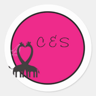 20 Giraffe hart bruiloft gunst Stickers