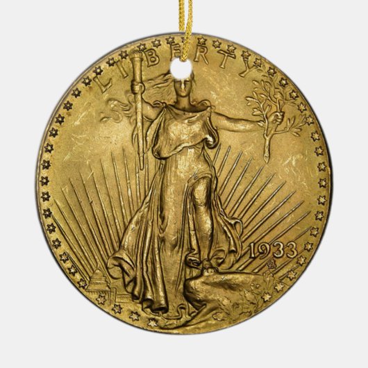 $20 GOLD PIECE KERAMISCH ORNAMENT (Voorkant)