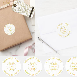 20 Gold Simple Company Logo hier | Elegant minimaa Ronde Sticker