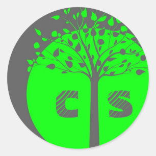 20 grijs/neon groen boom bruiloft gunst Stickers