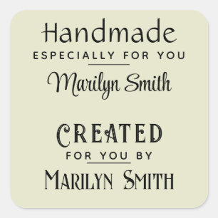 20 Handgemaakt & Gemaakt, Gift Label, 1,5 inch Vierkante Sticker