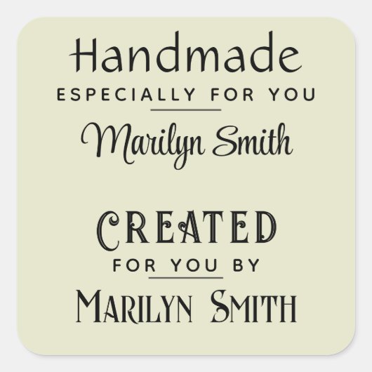 20 Handgemaakt & Gemaakt, Gift Label, 1,5 inch Vierkante Sticker (Voorkant)
