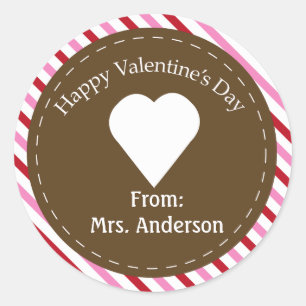 20 Happy Valentines Day Cupcake Toppers Ronde Sticker