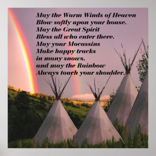 20-inch x20-inch Gold Matte Cherokee Blessing Pray Poster (Voorkant)