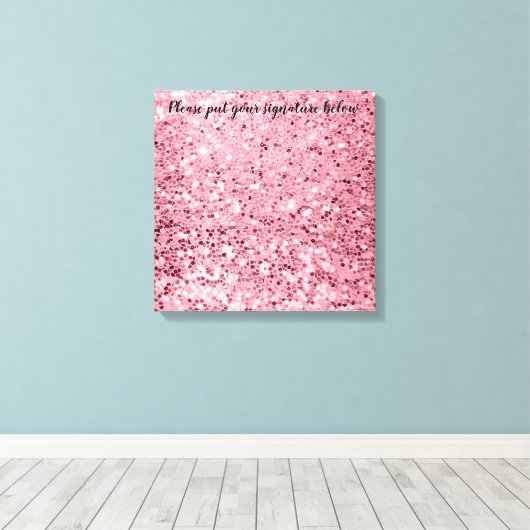 20-inch x20-inch Roos met handtekening Gold Glitte Canvas Afdruk (Insitu (Houten vloer))