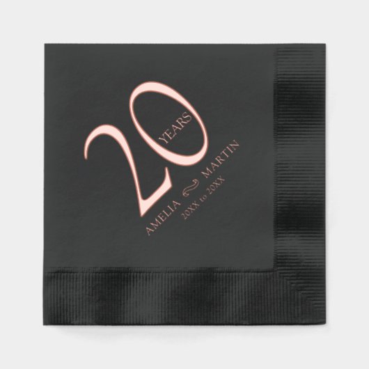 20 jaar 20ste huwelijksverjaardag naam en data folie servetten (Voorkant)