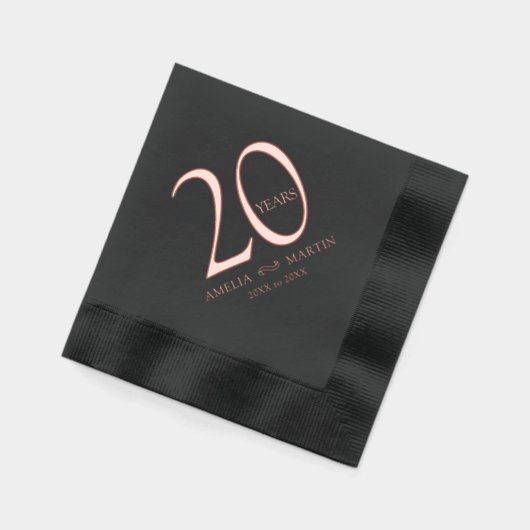 20 jaar 20ste huwelijksverjaardag naam en data folie servetten (Links)