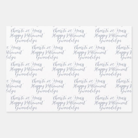 20 jaar Black & White Happy Retirement Inpakpapier Vel (Voorkant 2)