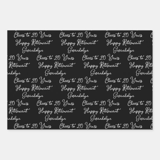 20 jaar Black & White Happy Retirement Inpakpapier Vel (Voorkant)