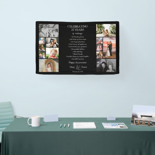 20 jaar bruiloft jubileum fotocollage bewerkbaar spandoek (Beurs)