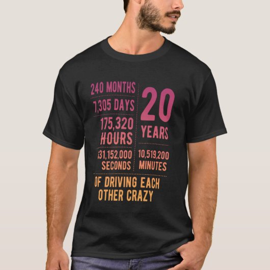 20 jaar gehuwd Funny 20th Wedding Jubileum T-shirt (Voorkant)