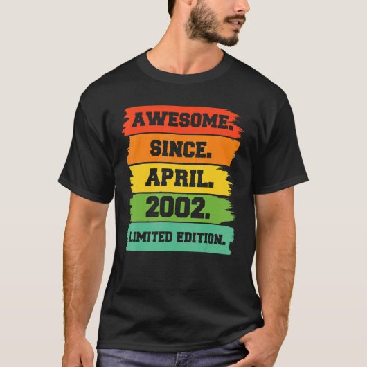20 jaar Geweldige sinds april 2002 20e geboortedat T-shirt (Voorkant)