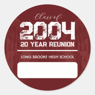 20 Jaar High School Reunion Blanco Naam Tag Sticke Ronde Sticker