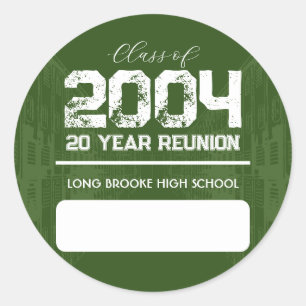 20 Jaar High School Reunion Blanco Naam Tag Sticke Ronde Sticker