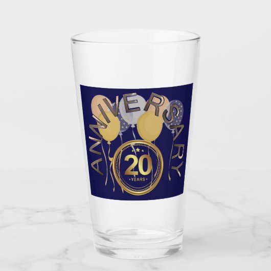 20 jaar Jubileum Blue Gold Drink glas (Voorkant)
