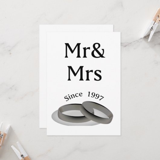 20 jaar jubileum cadeau voor koppels meneer & mevr kaart (Voorkant / Achterkant in situ)