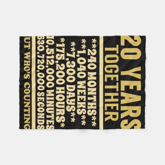 20 Jaar Jubileum T Shirt 20ste huwelijkscadeau Cou Fleece Deken (Voorkant (Horizontaal))