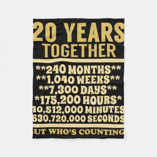 20 Jaar Jubileum T Shirt 20ste huwelijkscadeau Cou Fleece Deken (Voorkant)