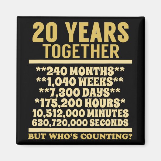 20 Jaar Jubileum T Shirt 20ste huwelijkscadeau Cou Magneet (Voorkant)