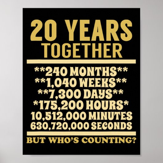 20 Jaar Jubileum T Shirt 20ste huwelijkscadeau Cou Poster (Voorkant)