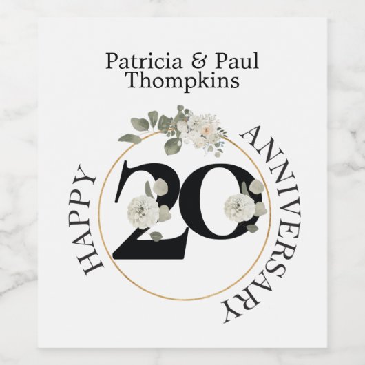 20 jaar JUBILEUM Wijnlabel Wijn Etiket (Enkel label)