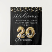 20 jaar klasse reünie welkom alumni zwart goud wandkleed (Voorkant)