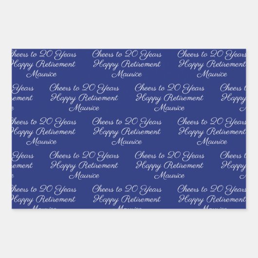 20 jaar Marine Blue Happy Retirement Inpakpapier Vel (Voorkant 3)