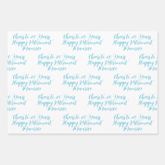 20 jaar Marine Blue Happy Retirement Inpakpapier Vel (Voorkant 2)