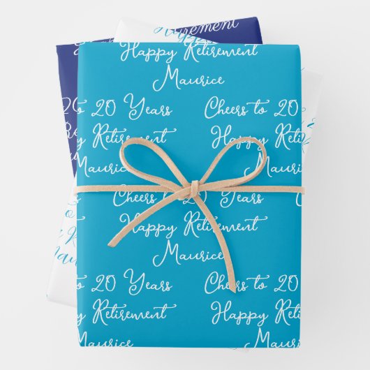 20 jaar Marine Blue Happy Retirement Inpakpapier Vel (In situ)